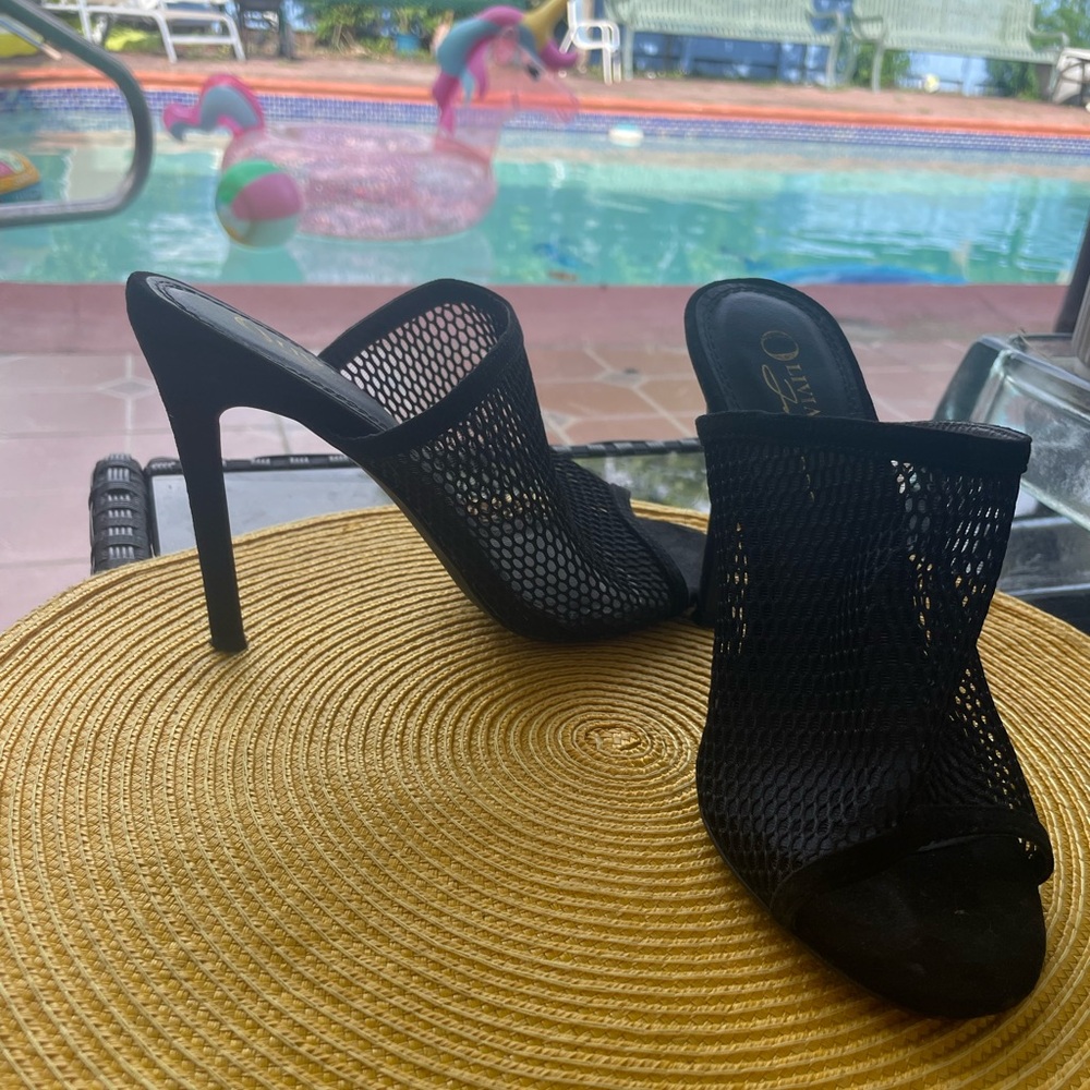 Black Mesh Stiletto Heels